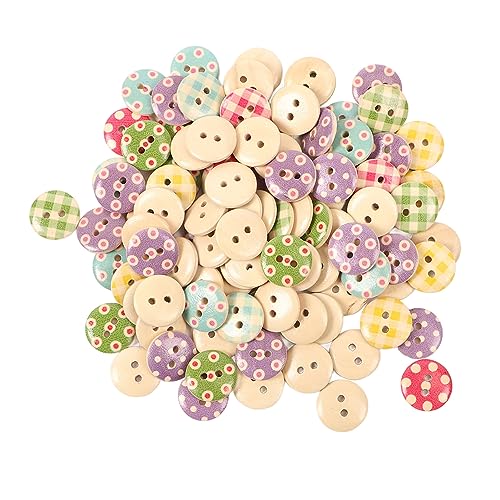 Baxnore 500pcs Nähen Holzknöpfe, runde 2 Loch -Birnenholzknöpfe, glatte rustikale Bastelknöpfe für Strick -Strickjacken Kleidung Scrapbooking Home Decoring (Plaidpunkt 15 mm / 0,59 Zoll) von Baxnore