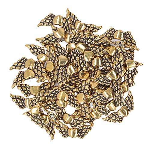 Baxnore 50pcs Engel Flügelabstandshalterperlen, 22 -mm -Uniform -Schmuck -Abstandshalter, Zinklegierung Herz Charme Perlen für Armbänder Halskette Herstellung von Baxnore