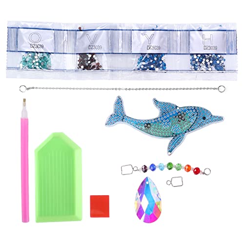 Baxnore 5d Diamond Painting Pendant DIY Crystal Delphin Wind Glockenspiel Strasskunsthandwerks -Kit für Wohnkultur herstellung Acrylharz Bohrmaterial Größe 20x6x14 cm von Baxnore
