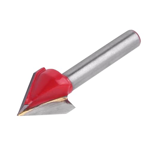 Baxnore 6 mm Schaft-Wolfram-Carbid-V-Grove-Router-Bit für Holz, CNC-Holzbearbeitungsschneider mit 22 mm/32 mm Schnittkanten, genaues Bit zum glatten Rillen in Möbeln (6*16 mm*60 °) von Baxnore