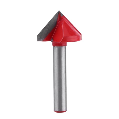 Baxnore 6 mm Schaft-Wolfram-Carbid-V-Grove-Router-Bit für Holz, CNC-Holzbearbeitungsschneider mit 22 mm/32 mm Schnittkanten, genaues Bit zum glatten Rillen in Möbeln (6*22mm*90) von Baxnore