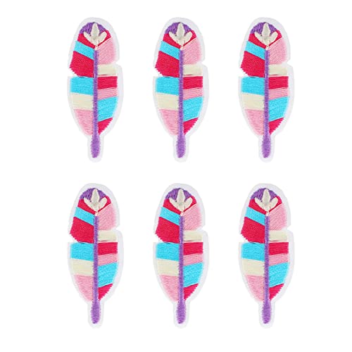 Baxnore 6pcs Federpflaster, farbenfrohe Baumwolleisen auf Flecken, gestickte Fabrikreparatur für Kleidungstaschen Anpassung 5.8x2cm von Baxnore