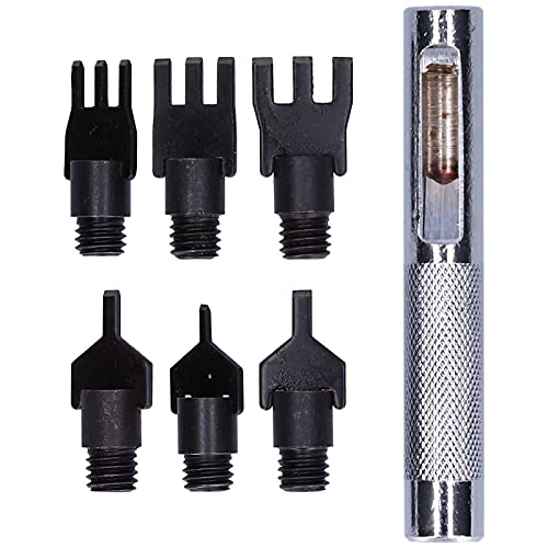 Baxnore 79 mm Lederstecker, 6 austauschbare Leichtmetall -Stahl -Meißelstücke mit Verlängerungsstange, professionelles Nähwerkzeug für Ledercraft, Nicht -Slip -Griff von Baxnore