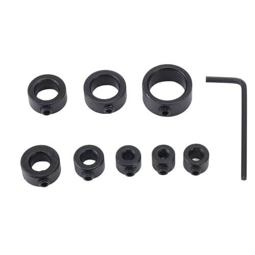 Baxnore 8pcs Bohrer Bit Tiefe Stoppkragen, Kohlenstoffstahl -Bohrgrenze Hoop Bohrstopp Bitkragen, Verschleiß Widerstandsbohrerkragen für Holzbearbeitungsbohrer von Baxnore