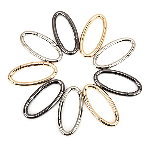 Baxnore 9pcs Federringschnallen, legierte ovale Schnellverbindungsclips, 3 Farben Multi Purpose -Befestigungselemente für Campingausrüstungsstöcke Schlüsselbeutel (L) von Baxnore