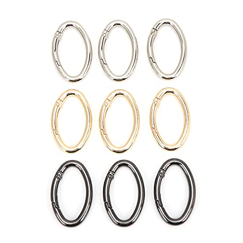 Baxnore 9pcs Federringschnallen, legierte ovale Schnellverbindungsclips, 3 Farben Multi Purpose -Befestigungselemente für Campingausrüstungsstöcke Schlüsselbeutel (M) von Baxnore