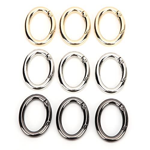 Baxnore 9pcs Federringschnallen, legierte ovale Schnellverbindungsclips, 3 Farben Multi Purpose -Befestigungselemente für Campingausrüstungsstöcke Schlüsselbeutel (S) von Baxnore