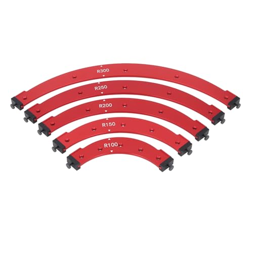 Baxnore Aluminiumlegierungs-Eck-Jig-Vorlage Set R100-300, 5-teilige Holzbearbeitungs-Router-Handbuch für Schrankkanten, manuelles Trimmwerkzeug für interne/externe Ecken von Baxnore