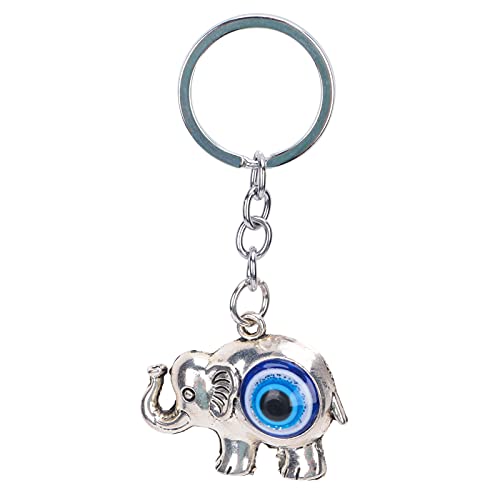 Baxnore Blaue Augenschlüsselkette, böser Augen Elefant Anhänger, Legierung Glasperle Charme für Bag Car Decor 3,5 Zoll Schutz Amulett von Baxnore