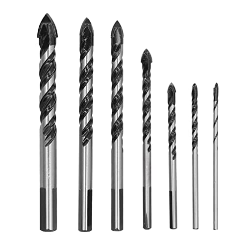 Baxnore Bohrbit, zementiertes Carbid -Loch -Bohrbit, Verschleiß -Resist -Lochbohrbit -Kit, Doppelflötenbohrer, Glaslochbohrwerkzeug für Keramik (7 PCs) von Baxnore