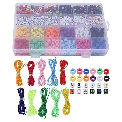 Baxnore Bunte Buchstabenperlen, großes Loch -Acrylalphabetperlen mit 10 elastischen Saiten für Schmuck, die Armbänder Halskettenschlüsselketten machen von Baxnore
