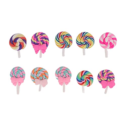 Baxnore Clay Lollipop Dekoration 10pcs Fadeless helle Farbe Haltbares leichte DIY -Handwerk Lollipops für Schmuck Keychain machen Premium -Tonmaterial lebendige Farben Kreatives von Baxnore