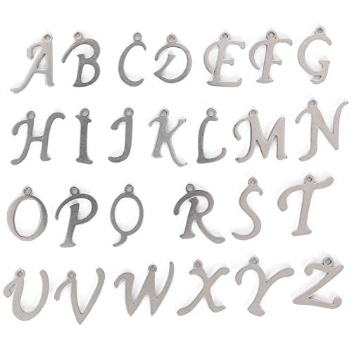 Baxnore DIY -Buchstaben aus Edelstahl Anhänger handgefertigtes Schmuckverarbeitung Kit für Halskettenarmband 26 Stück AZ Capital Alphabet Charme 1115 mm Baxnore DIY -Buchstaben aus Edelstahl Anhänger handgefertigtes Schmuckverarbeitung Kit für Halskettenarmband 26 Stück AZ Capital Alphabet Charme 1115 mm von Baxnore