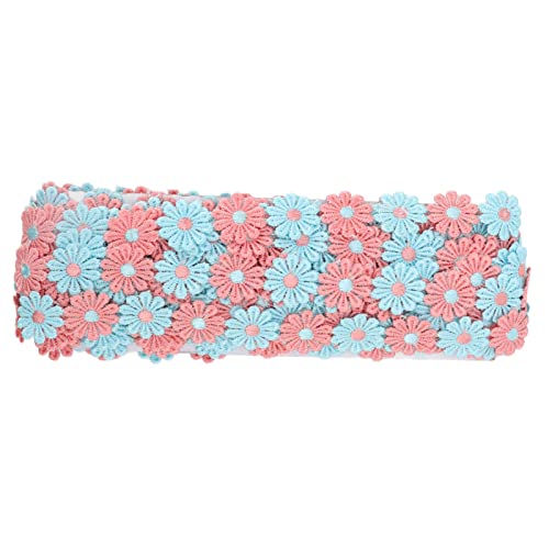 Baxnore Daisy Flower Lace Trimm, 15 Meter Polyester Bastelspitze, Gänseblümchenmusterverkleidung für Hochzeitsdekoration nähen zartes Blumendesign (Pulverblau) von Baxnore