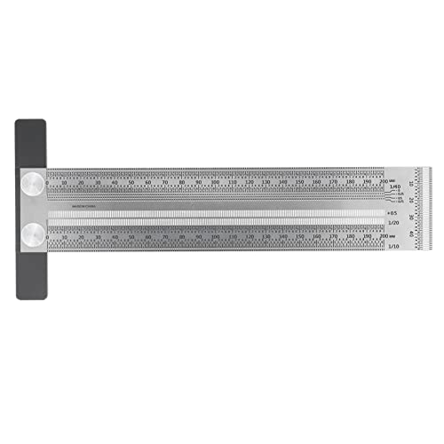 Baxnore Edelstahl -Lineal, CNC -Markierungsmesser für Holzbearbeitungslayout -Werkzeug mit klarem Skala -Loch -Design (200 mm) von Baxnore