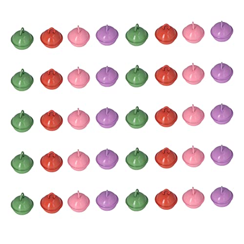 Baxnore Farbige Glocken kleine Glocken Weihnachtsglocken 40 PCs Pink Grüne lila rote Hochglanz -Eisenglocken für DIY Crafts Weihnachtsdekoration Schmuck Keychain Haustiere 22mm von Baxnore