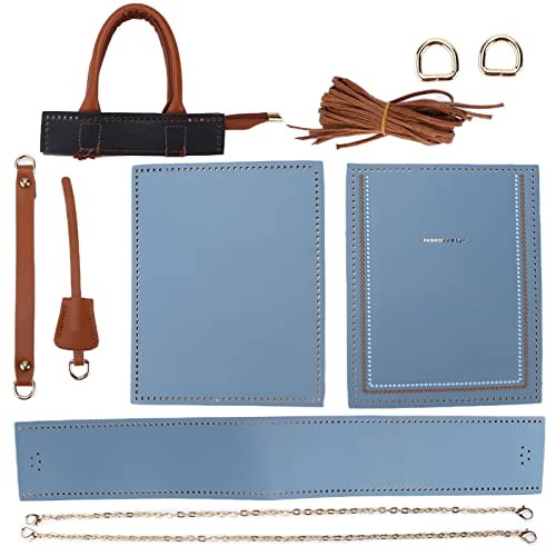 Baxnore Häkelbeutel -Kit, handgefertigte Legierungs -Faux -Leder -Geldbörse, Wachsschneidkettenknöpfe, die anpassbare Tasche für Erwachsene enthalten sind (Weiß) (Blau) von Baxnore