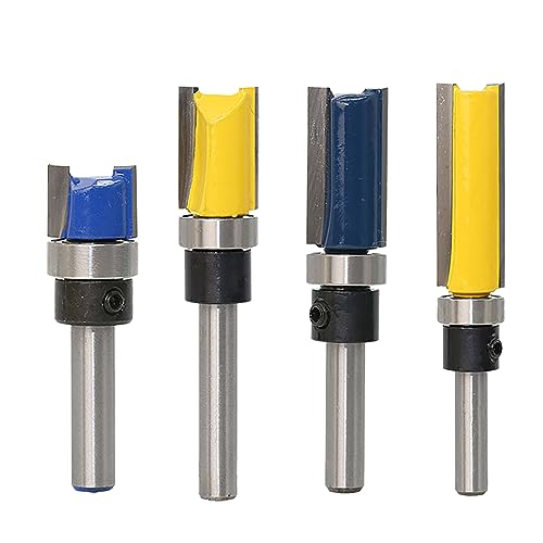 Baxnore Holzbearbeitung Router Bit Set, zementiertes Carbid -Flush -Trim -Router -Bit mit 6,35 mm Schaft, oberes Lagerspülung Bit für die Home Renovation von Baxnore