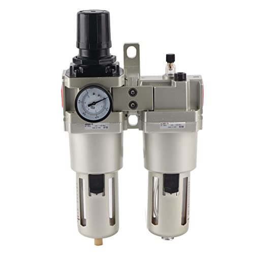 Baxnore Luftkompressorfilterregler Kombination, Aluminiumlegierung Wasserölabscheider, manueller Abflussluftfilter mit Druckmesser für die Wasserbehandlung (G1) von Baxnore