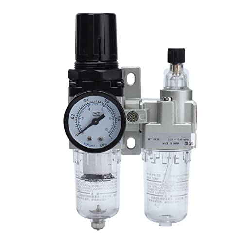 Baxnore Luftkompressorfilterregler Kombination, Aluminiumlegierung Wasserölabscheider, manueller Abflussluftfilter mit Druckmesser für die Wasserbehandlung (G3/4) von Baxnore