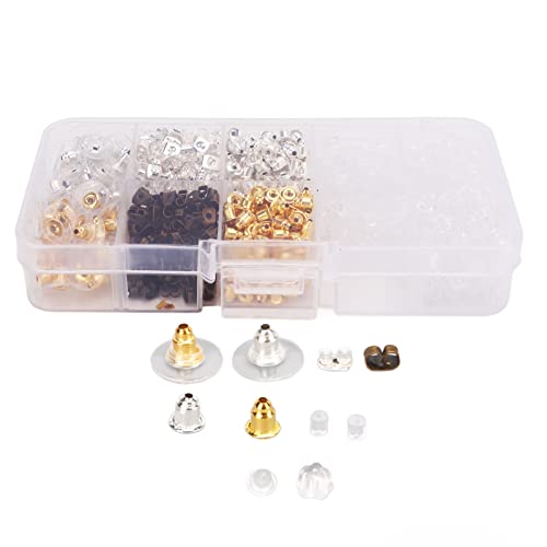 Baxnore Ohrring -Rücken 10 Styles Premium Metal Silicon Sicherere bequeme Ohrring -Rückschläge für Frauen Mädchen Schmuck Machen Sie über 1000 Stücke mit Aufbewahrungsschachtel von Baxnore