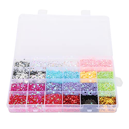 Baxnore Pailletten Bulk -Sortiment, Plastikhandwerks -Pailletten, fünf spitzer Stern, Liebesform, Hex -Design für Schmuck, Hochzeitsdekor, Telefonhülle von Baxnore