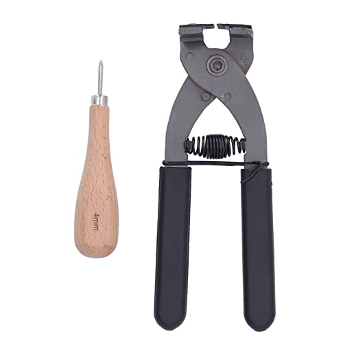 Baxnore Professionelle Leder -Stillezange Set, 4mm 4 Zähnepunsch mit Kohlenstoffstahlkiefern, umfasst AWL, Anti -Slip -Schaumgriff für Apartmentledercraft. von Baxnore