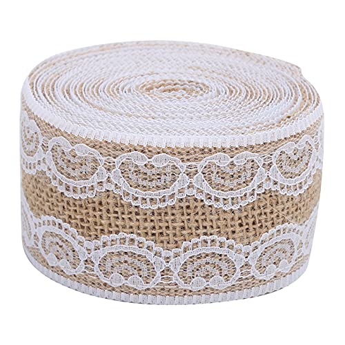 Baxnore Sacklap Ribbon 5.5YD DIY Diverse Styles Spitzenrollen für Hochzeitsfeiern Geschenkverpackung Industrieverpackungskunst (5 cm Spitze auf beiden Seiten) von Baxnore