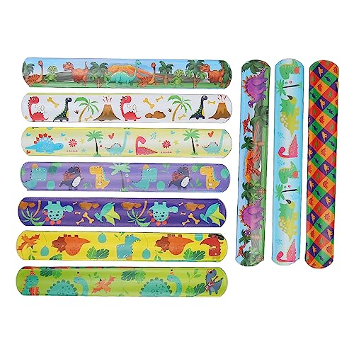 Baxnore Slap Armband Armbandbänder Kinder Party Gefällt mir Cartoon Dinosaurier Muster Soft PVC Handgelenk Slap -Gurtbänder für Kinder Geburtstagsdekorationen 10 PCs von Baxnore