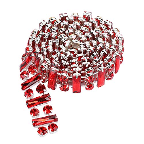 Baxnore Strasssteine ​​Kettenkristallverkleidung DIY -Kleidung Accessoires Hochzeitskleid Dekoration Schuh Möbel Dekor Glasmaterial 2,2 cm Breite 1 Meter Länge von Baxnore
