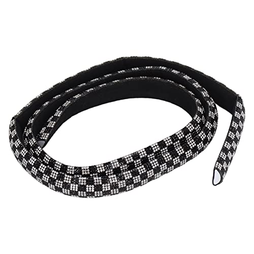 Baxnore Strassstreifen 1 Yard 1,5 cm breit 3D Halbkreisglas Strasssteine ​​Schwarze weiße Kleidung Strassstreifen für Hochzeit von Baxnore