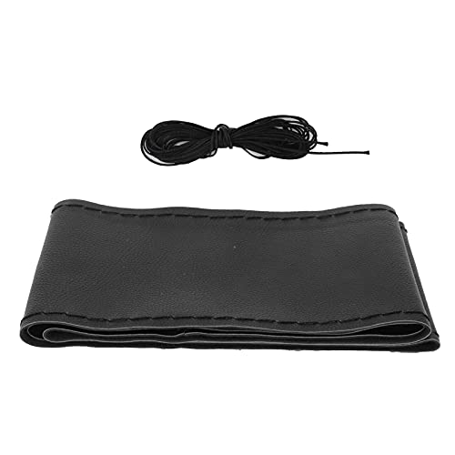 Baxnore Universelle Lenkradabdeckung 37-38 cm Handnähung mit Nadel schützen atmungsaktive künstliche Leder-Anti-Schlupfhülle Komfort Griff für die Innenausstattung des Autos (Schwarzes Nähen) von Baxnore