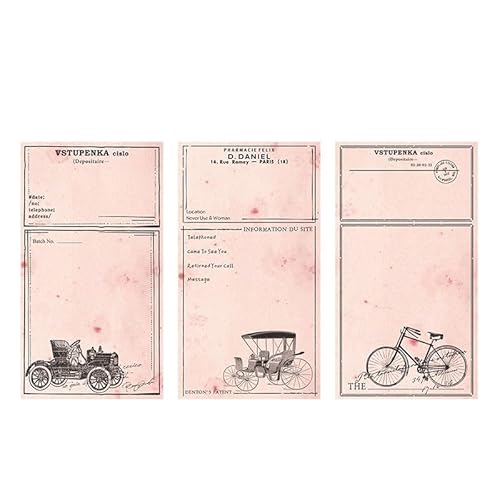Baxnore Vintage Sticky Notes, Retro -Papier -Memo -Pads, Planer Bastelmittel, dekorative Notizen für das Scrapbooking von Journal (Typ2) (Typ3) von Baxnore