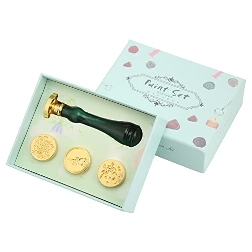 Baxnore Vintage Wachs Sealing Stempel Kit, klassische Versiegelungswachsmarken mit 4 austauschbaren Metallköpfen, Kiste für Hochzeitseinladungen Umschläge Wickeln enthalten (Waldelf) von Baxnore