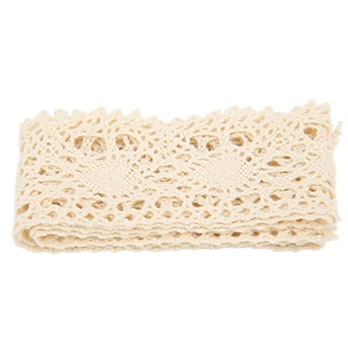 Cotton Lace Trim Ribbon, Net Lace, Sewing Material for Curtain Edging, Clothing Embellishment, Tablecloth Decoration, Wrapping (Beige) von Baxnore