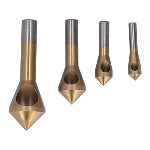 Countersink -Bohrer Bits Titanschicht beschichtetes Hochgeschwindigkeits -Stahl 90 -Grad -Schandwerk für DIY -Hausbau und technische Zwecke 4PCS SET 2-20 mm Schurkenbereiche von Baxnore