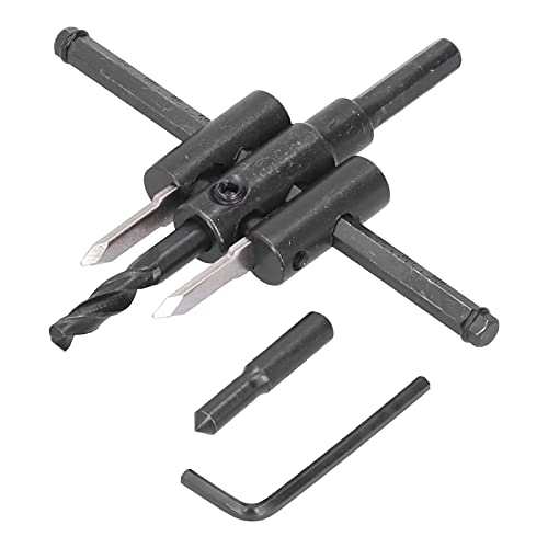 Einstellbarer Kreis -Loch -Cutter -Kit, 30 mm+ Durchmesser Holzverarbeitungswerkzeug, Kohlenstoffstahl Doppelschneider -Design mit Maßstabsmarkierungen, 9,5 mm Welle zum (30-120 mm) von Baxnore