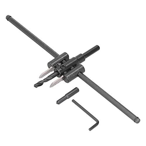 Einstellbarer Kreis -Loch -Cutter -Kit, 30 mm+ Durchmesser Holzverarbeitungswerkzeug, Kohlenstoffstahl Doppelschneider -Design mit Maßstabsmarkierungen, 9,5 mm Welle zum (30-300 mm) von Baxnore