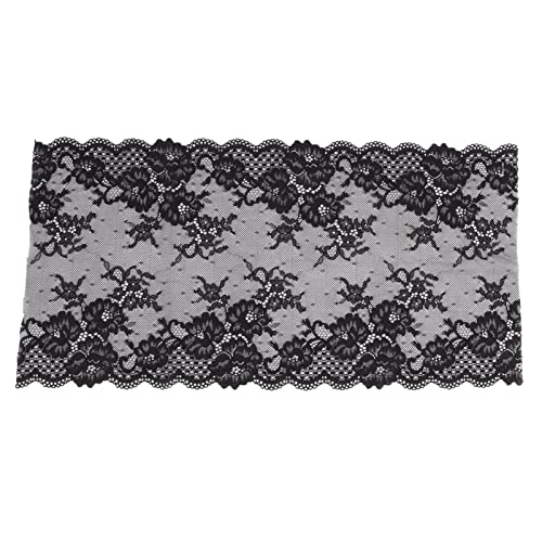 Elastische Nylonspitzenverkleidung, Stretch -Spitzenstoff für Bastelanägen, Haarbänder, Bekleidung Dekoration (Black) von Baxnore