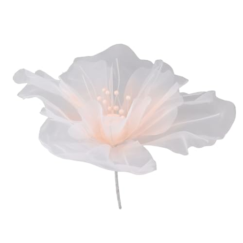 Gaze Blume 19,7 -Zoll -Durchmesser Weiche leuchtende Farben Leichte wiederverwendbare handgefertigte Organza -Blume für Hochzeitsfotografie Familie (Weiß) (Rosenate) von Baxnore