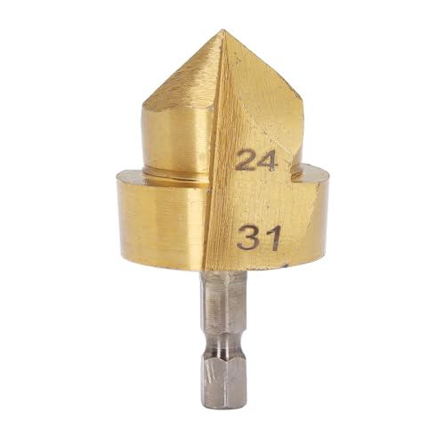 HSS Countersink Drill Bit with 1/4 in Hex Shank, 24 to 31 mm Cutter Diameter for PPR Water Tube Plastic Products, Ti Coated Chamfer Tool for Power Tools Accessories HSS Countersink Drill Bit with 1/4 in Hex Shank, 24 to 31 mm Cutter Diameter for PPR Water Tube Plastic Products, Ti Coated Chamfer Tool for Power Tools Accessories von Baxnore