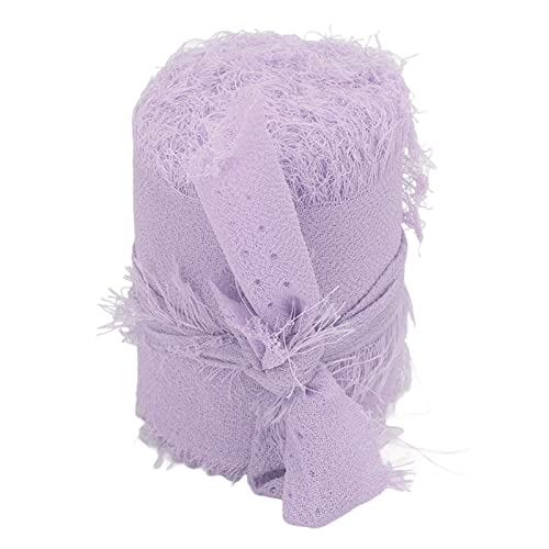 Hand gefärbtes Chiffonband, 5 m Polyester -Vintage -Fransenverkleidung mit weichen ausfransen Kanten, Polyester -Franstand Bastelband für Blumenstärke Fotografie -Requisiten (Lila HM2231604) von Baxnore