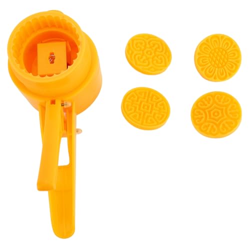 Handpresse Keksmarken Blumen Design 75G Gebäckwerkzeug für Mid Herbst Festival Mond Kuchen Kekse Backen Food Grade Plastik 4 Briefmarken 21,5 x 8,5 cm halb automatisch von Baxnore