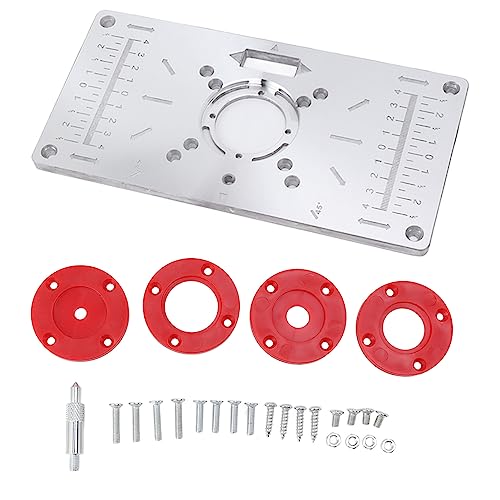 Router Tischeinsatzplatte Aluminium Holzbearbeitungsrouter -Platte mit 4 Einsatzringen für Holztrimmbräuchschlitz Haltbar rot 23.5x12x0,8 cm Router Tischeinsatzplatte Aluminium Holzbearbeitungsrouter -Platte mit 4 Einsatzringen für Holztrimmbräuchschlitz Haltbar rot 23.5x12x0,8 cm von Baxnore