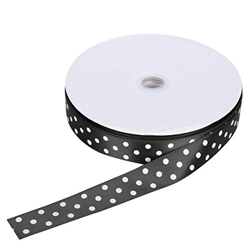 Satin Ribbon, Polka Dot Printed, Craft Tool for Hair Bows, Decorations, Farmhouse Garland, Polka Dot Satin Ribbon (Black) von Baxnore