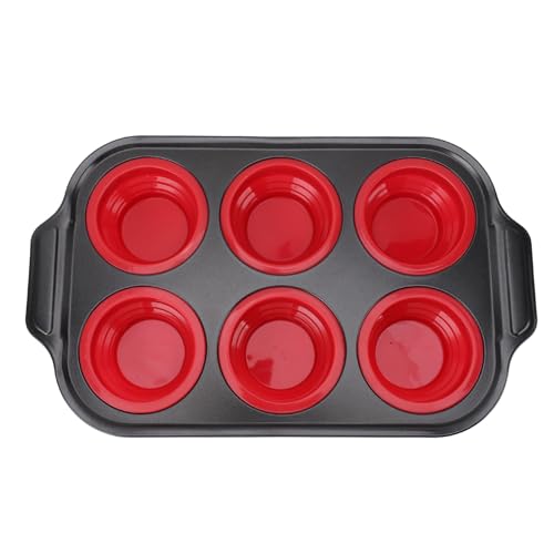 Silikon -Kuchenhersteller -Tablett faltbare Pressemitteilung Non -Stick 6 Cupcake Backwanne für Heimküchenofen Sicheres haltbare Backzubehör (-3118240154311) von Baxnore