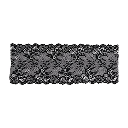 Spitzenverkleidung Ribbon, Polyester dekorative Verkleidung, verdickte elastische Spitze für Kleidungshosen, Hochzeitsspeisevorräte (Schwarz) von Baxnore