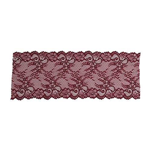 Spitzenverkleidung Ribbon, Polyester dekorative Verkleidung, verdickte elastische Spitze für Kleidungshosen, Hochzeitsspeisevorräte (Weinrot) von Baxnore