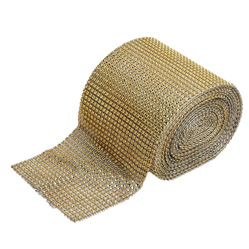 Strassbänder Kunststoff künstlich glänzender 24 Zeilen elektroplierend Hochzeitskleidungsdekoration DIY Material 9m Länge rot lila schwarz silberblau gold optional (Gold) von Baxnore