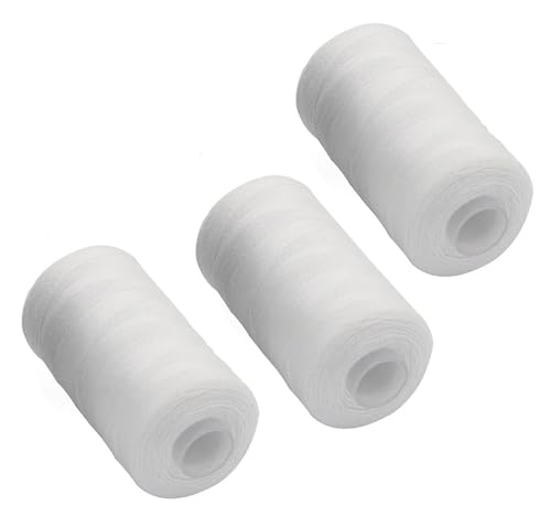 [0,04 EUR/10 m] 3 teiliges Nähgarn Set [einfarbig] | Nähset Universal | Polyester Nähmaschinengarn | 3 Spulen a. 500m | Allesnäher Garnset - [Farbe - Weiß] | Nähfaden Set - 1500m von Bayli